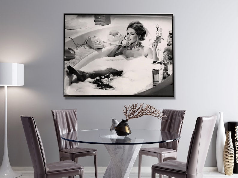 Brigitte Bardot Wall Art – 80cm x 120cm Black Frame Canvas Poster