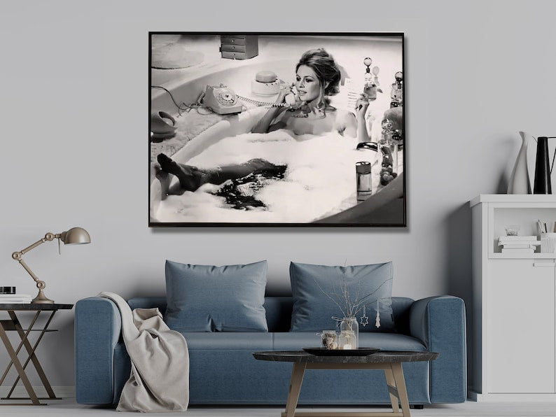 Brigitte Bardot Wall Art – 80cm x 120cm Black Frame Canvas Poster
