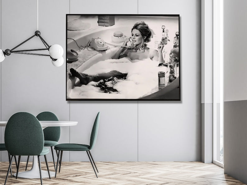 Brigitte Bardot Wall Art – 80cm x 120cm Black Frame Canvas Poster
