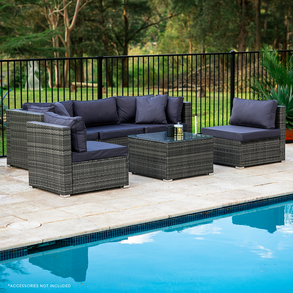 5-Seater Grey Modular Outdoor Lounge Set
