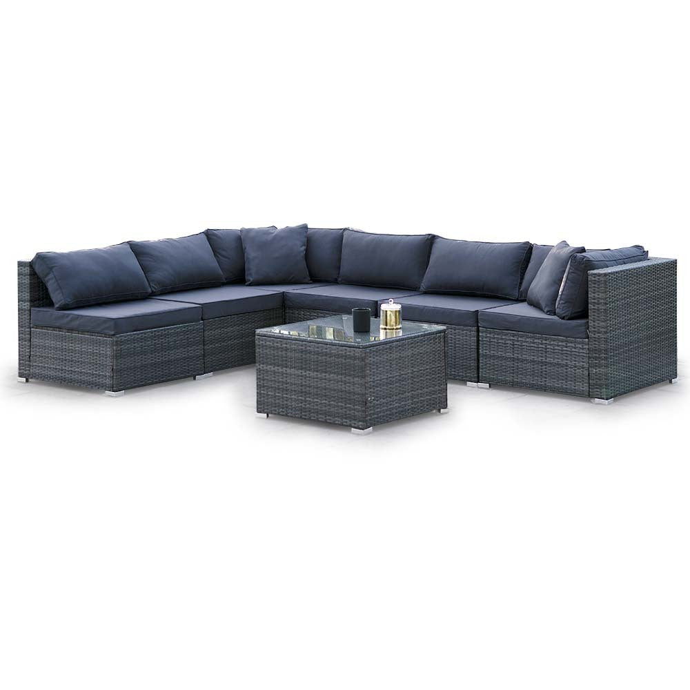7-Piece Grey Modular Outdoor Lounge Set