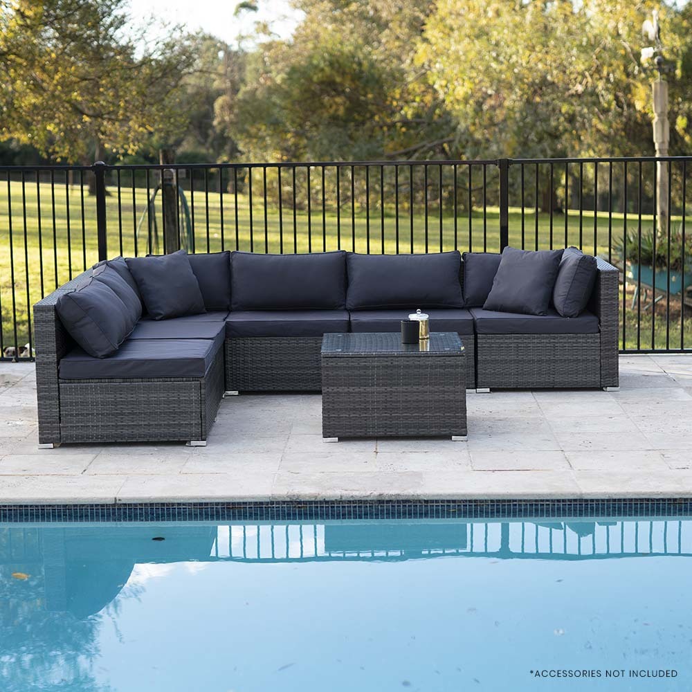 7-Piece Grey Modular Outdoor Lounge Set