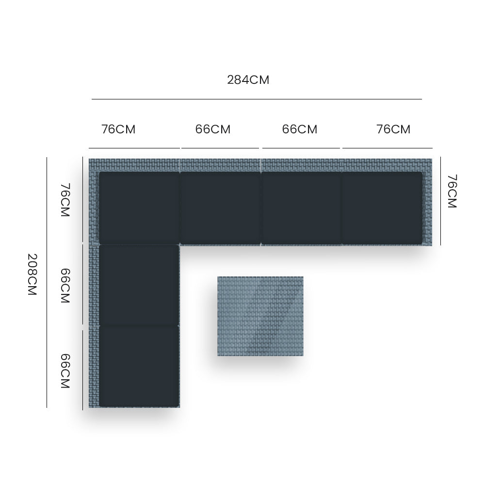 7-Piece Grey Modular Outdoor Lounge Set