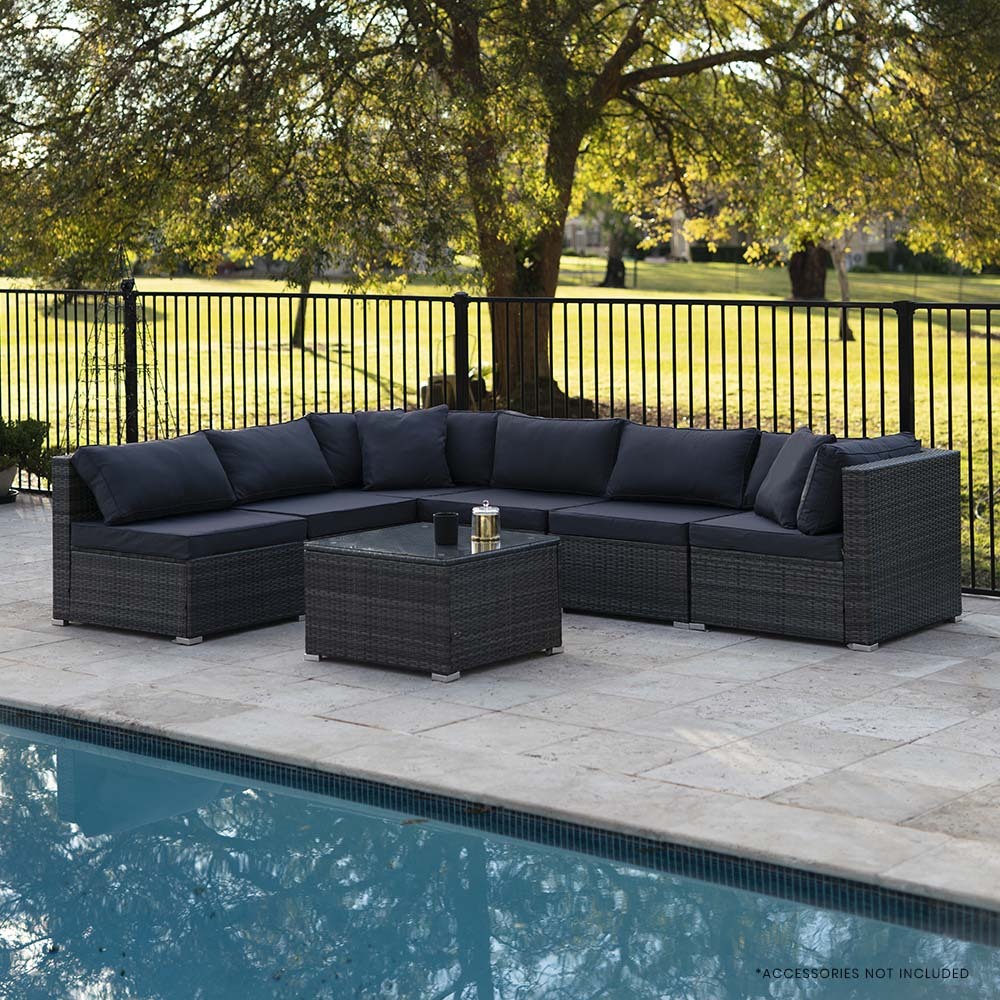 7-Piece Grey Modular Outdoor Lounge Set
