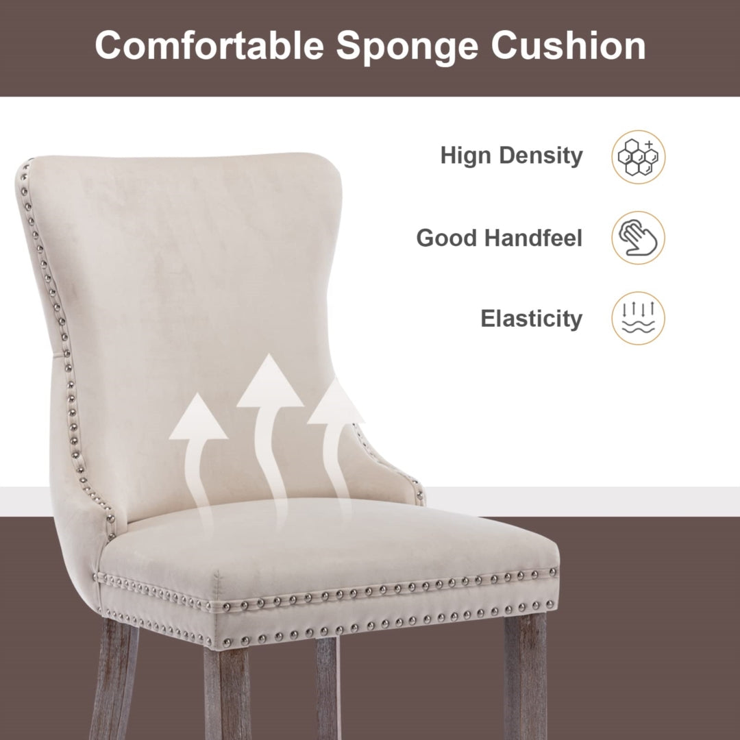 Beige Velvet Wingback Dining Chairs (Set of 2)