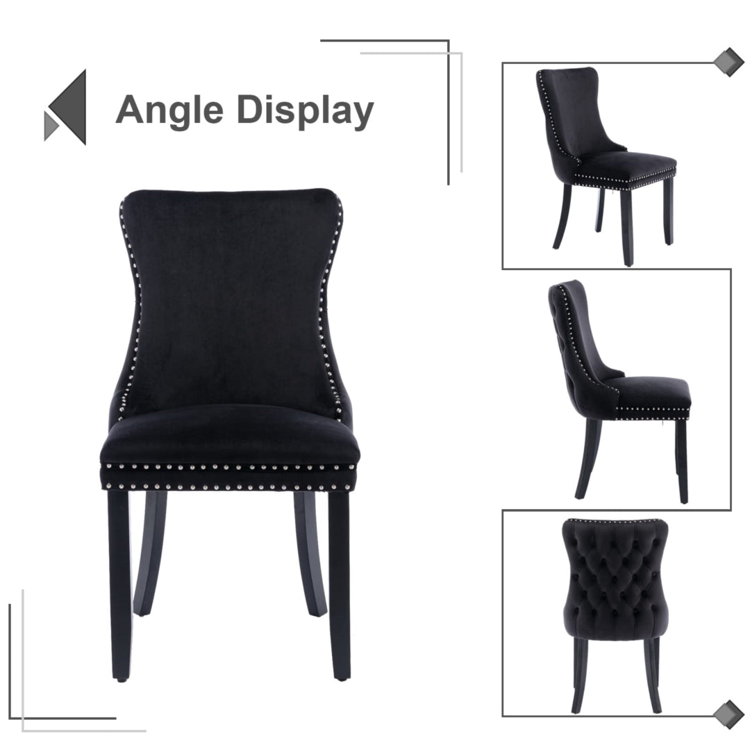 Black Velvet Wingback Dining Chairs (Set of 2)