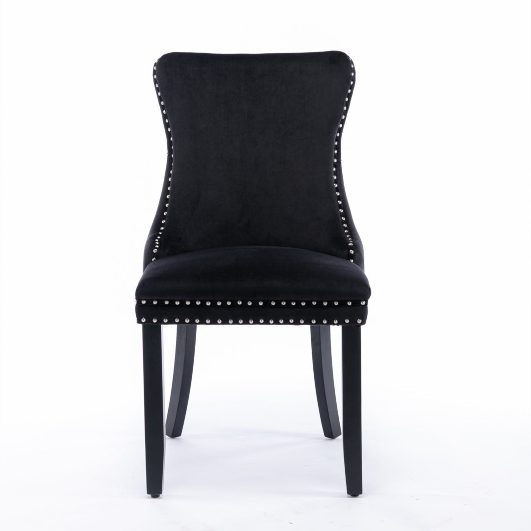 Black Velvet Wingback Dining Chairs (Set of 2)