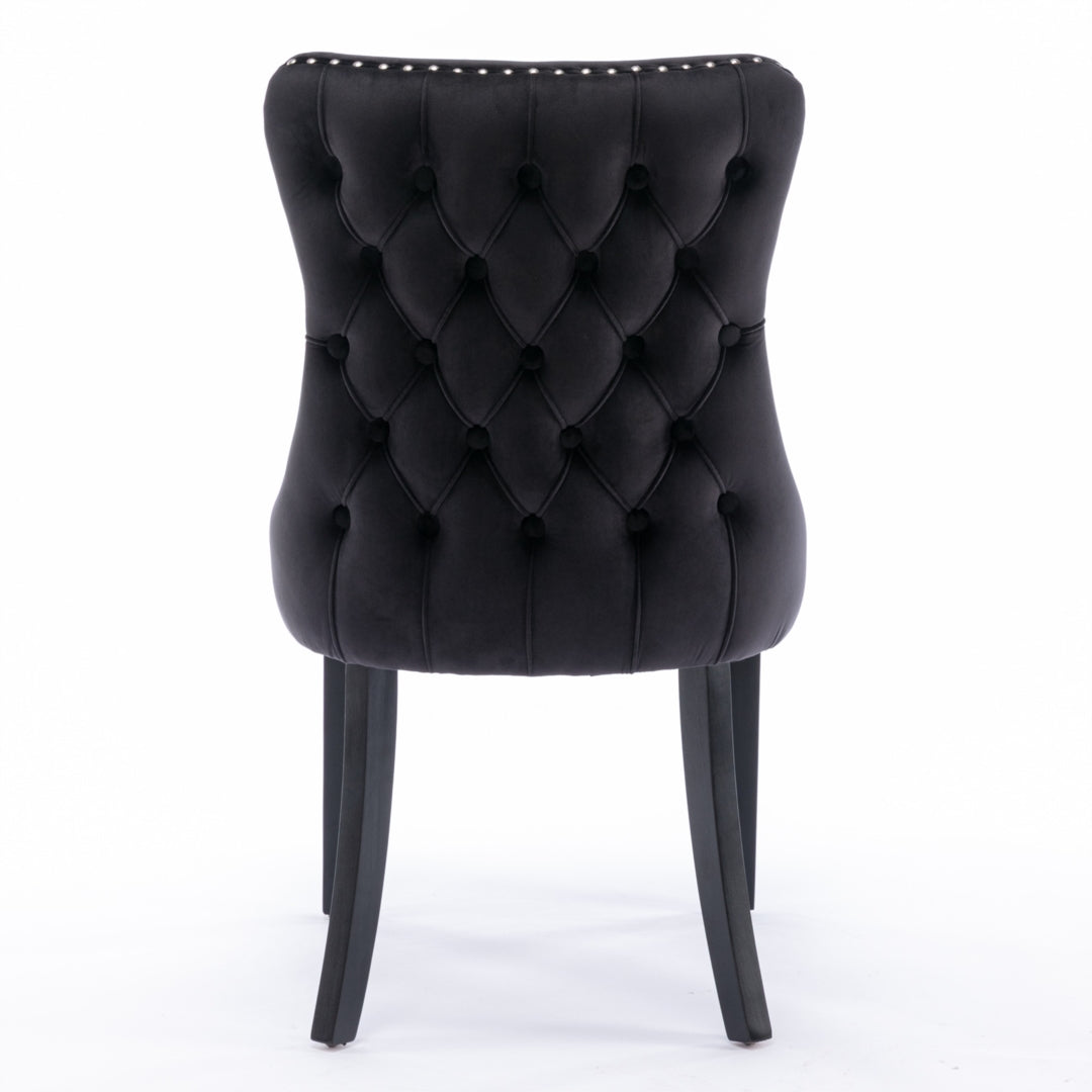 Black Velvet Wingback Dining Chairs (Set of 2)