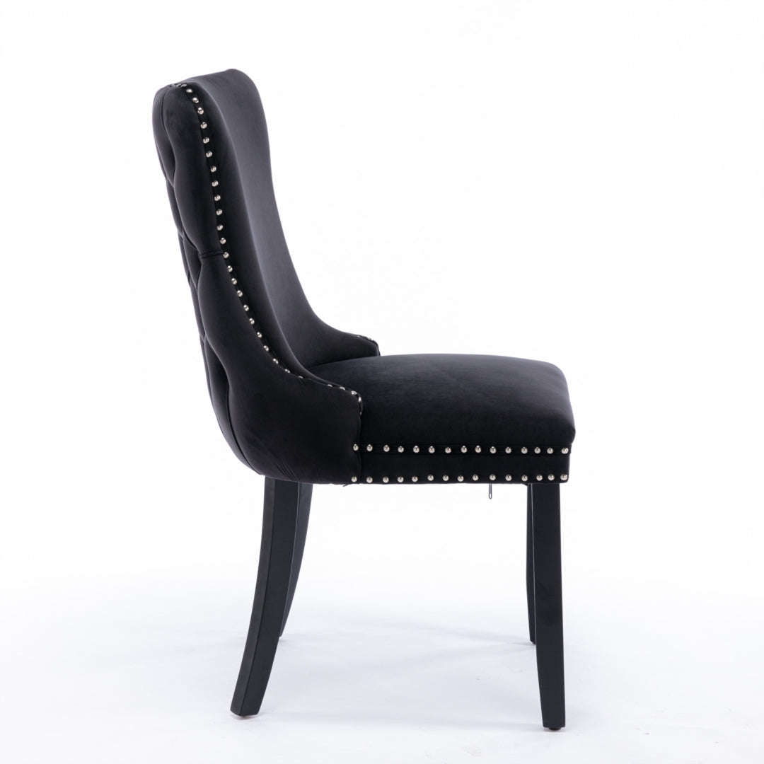 Black Velvet Wingback Dining Chairs (Set of 2)