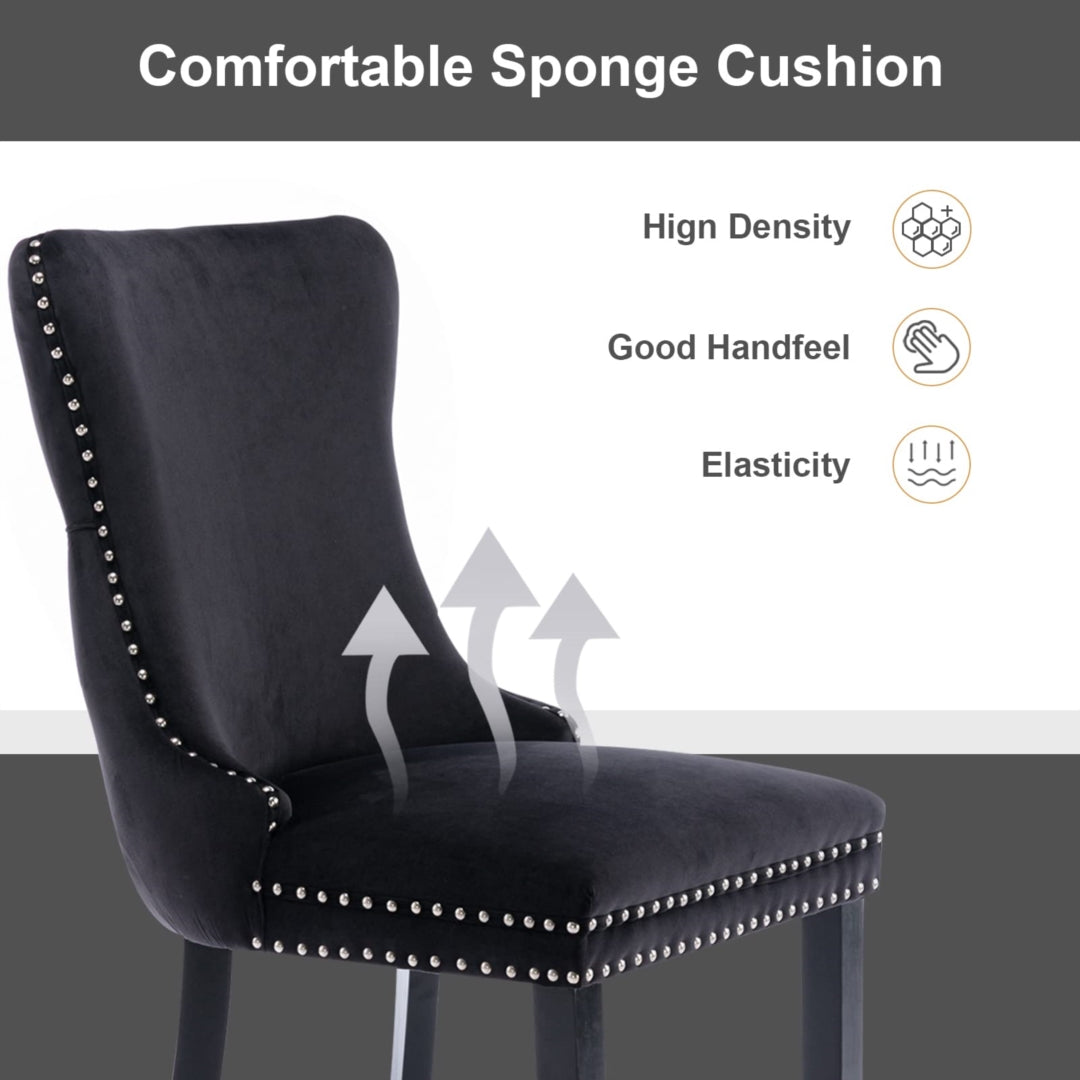 Black Velvet Wingback Dining Chairs (Set of 2)