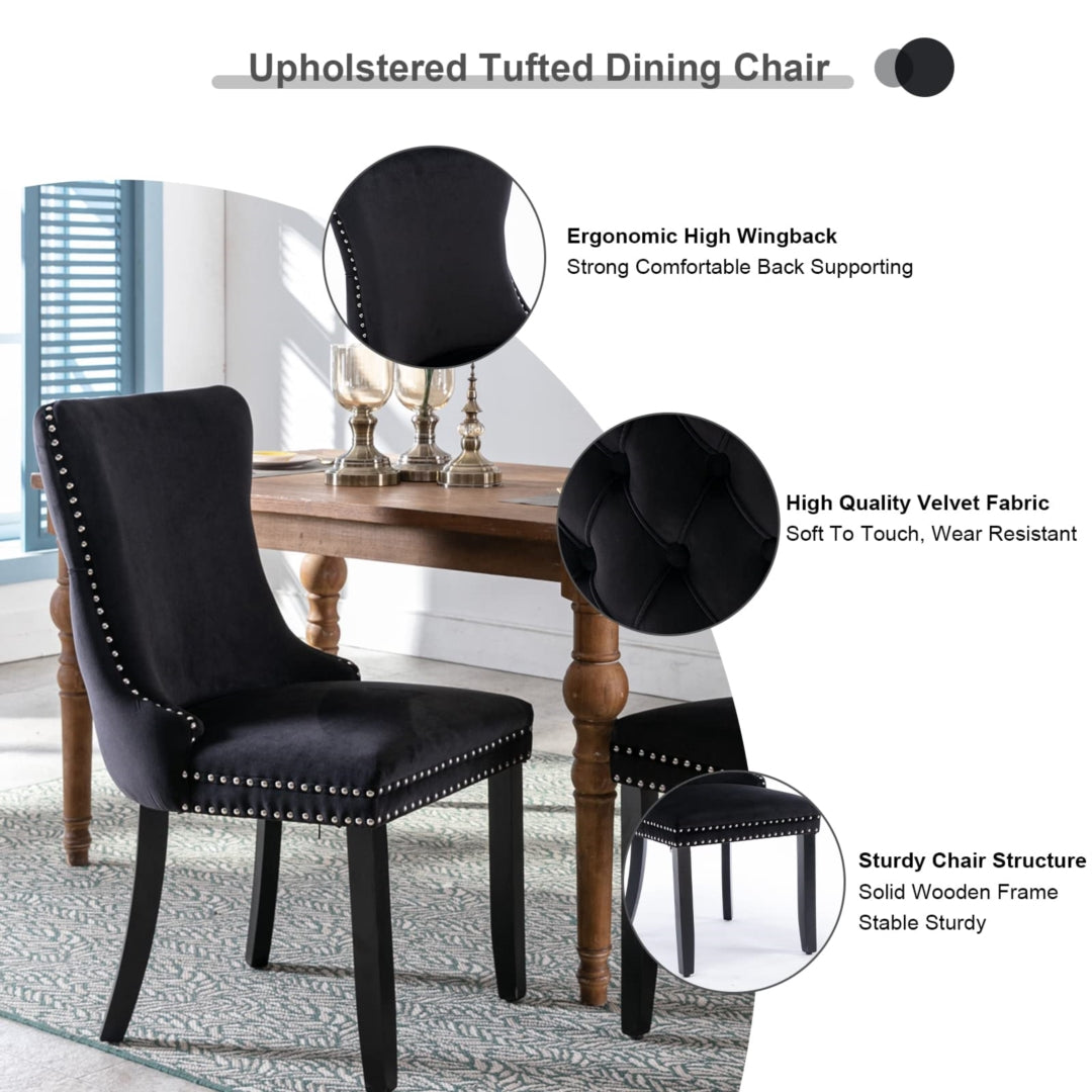 Black Velvet Wingback Dining Chairs (Set of 2)