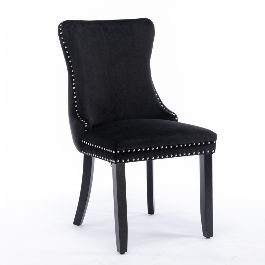 Black Velvet Wingback Dining Chairs (Set of 2)