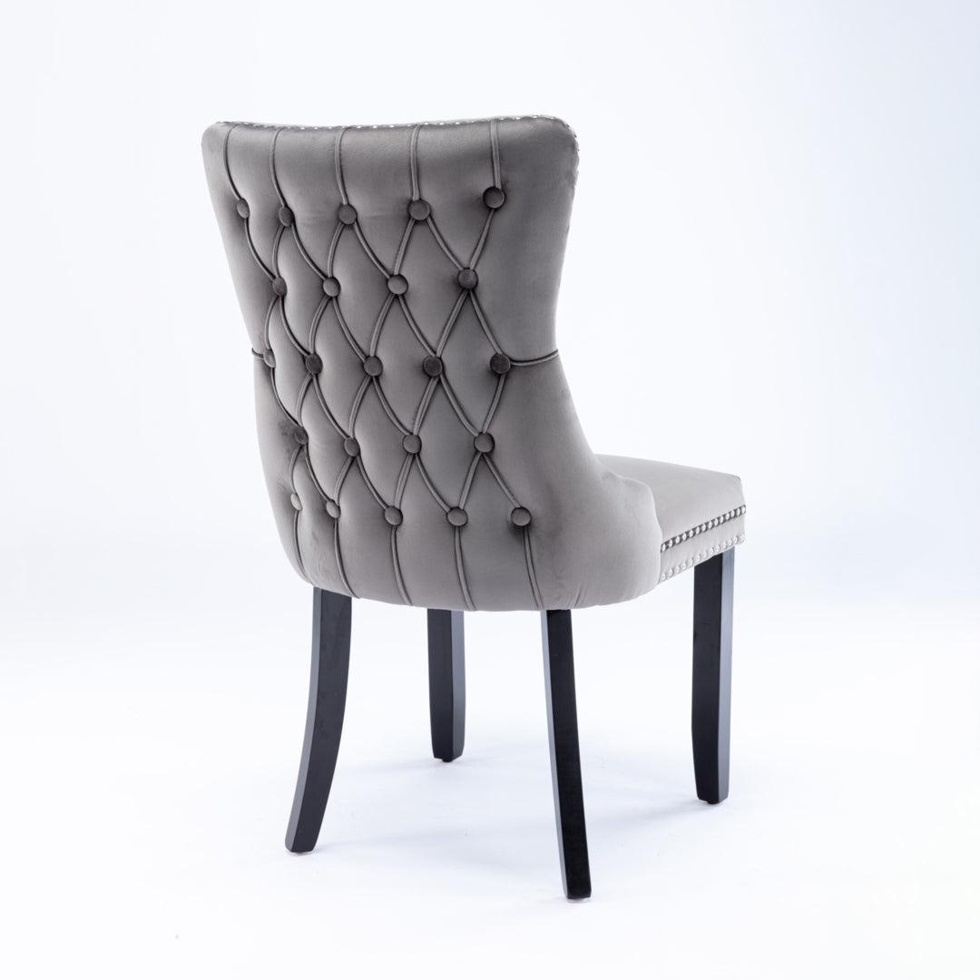 Grey Velvet Wingback Dining Chairs (Set of 2)