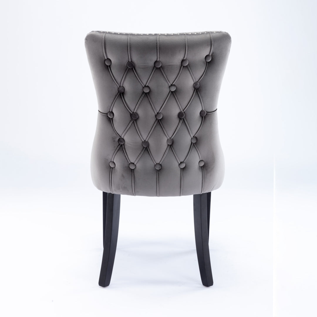 Grey Velvet Wingback Dining Chairs (Set of 2)