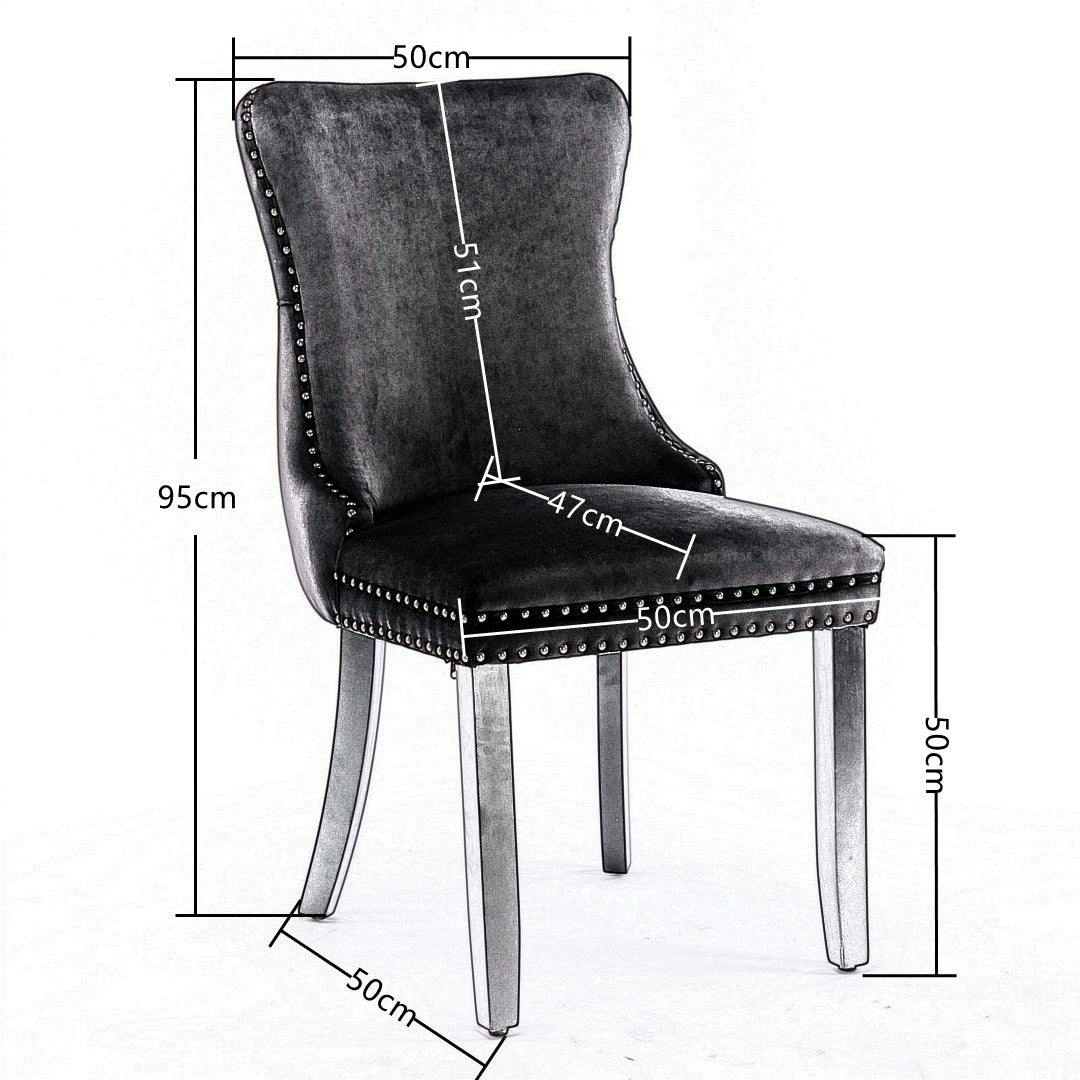 Grey Velvet Wingback Dining Chairs (Set of 2)