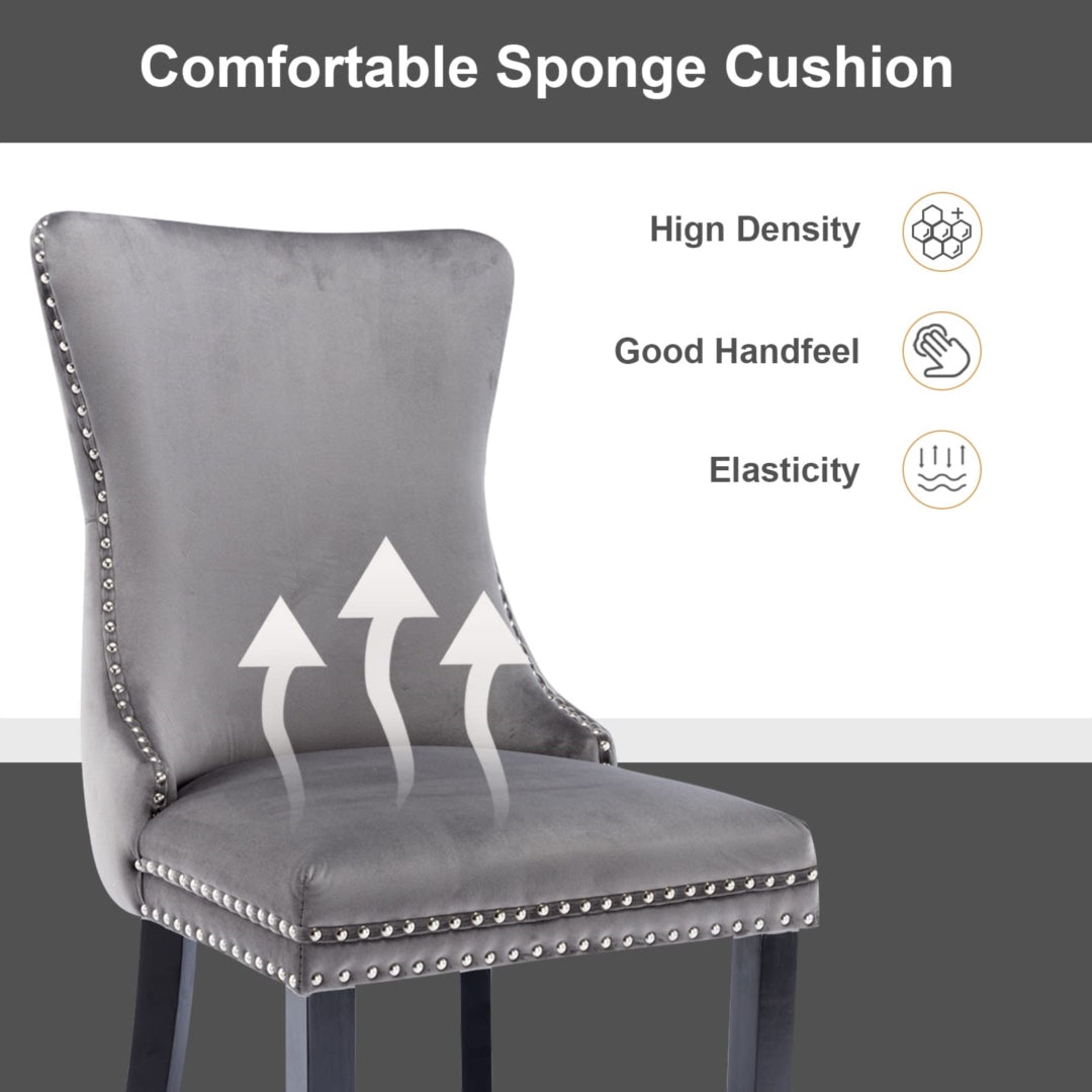 Grey Velvet Wingback Dining Chairs (Set of 2)