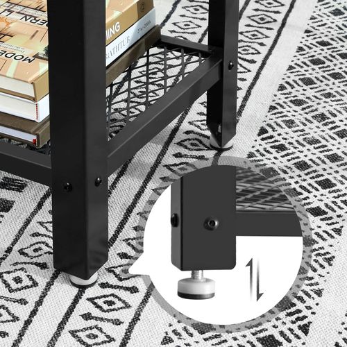 Industrial Mesh Shelf Console Table in Rustic Brown and Black-Furniture > Living Room > Side Tables-Nomica Living