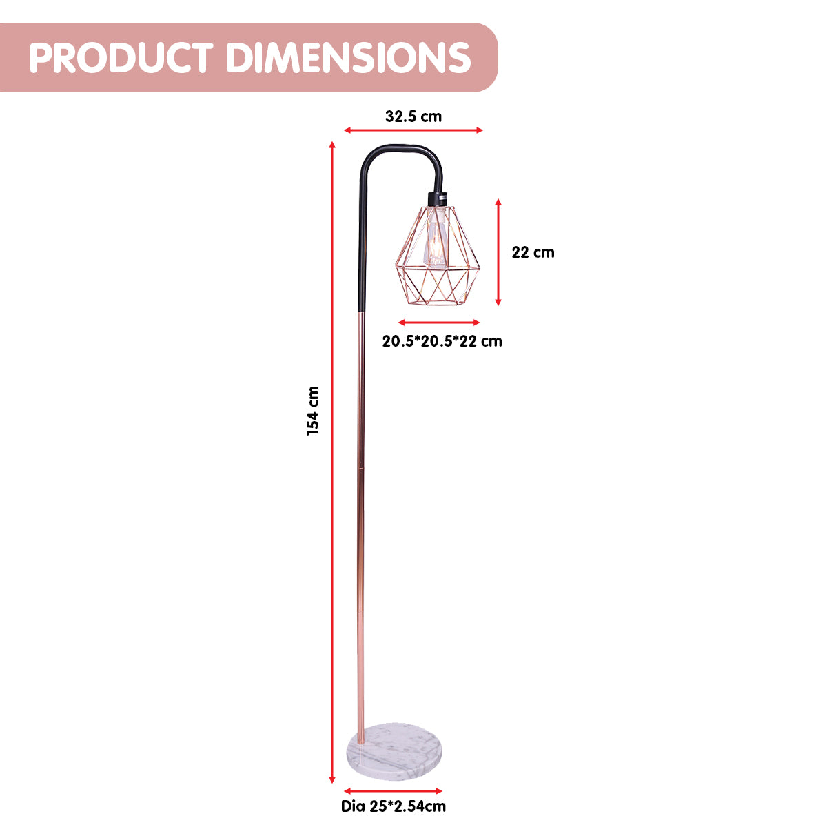 Floor Lamp with Geometric Shade - Rose Gold-Home & Garden > Lighting > Floor Lamps-Nomica Living