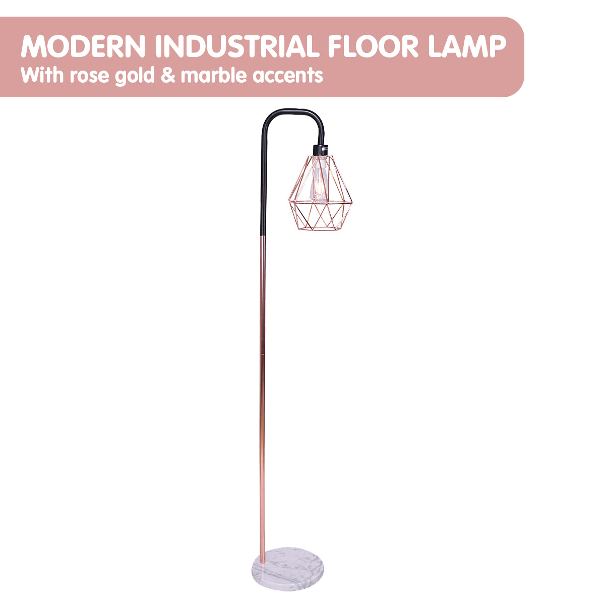 Floor Lamp with Geometric Shade - Rose Gold-Home & Garden > Lighting > Floor Lamps-Nomica Living