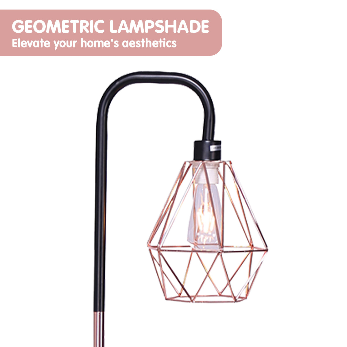 Floor Lamp with Geometric Shade - Rose Gold-Home & Garden > Lighting > Floor Lamps-Nomica Living