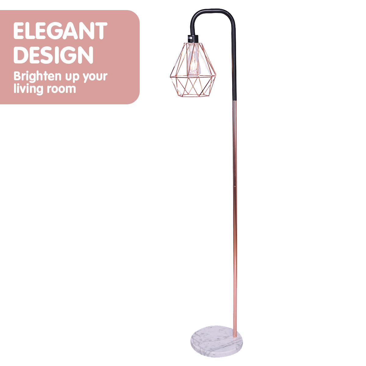 Floor Lamp with Geometric Shade - Rose Gold-Home & Garden > Lighting > Floor Lamps-Nomica Living