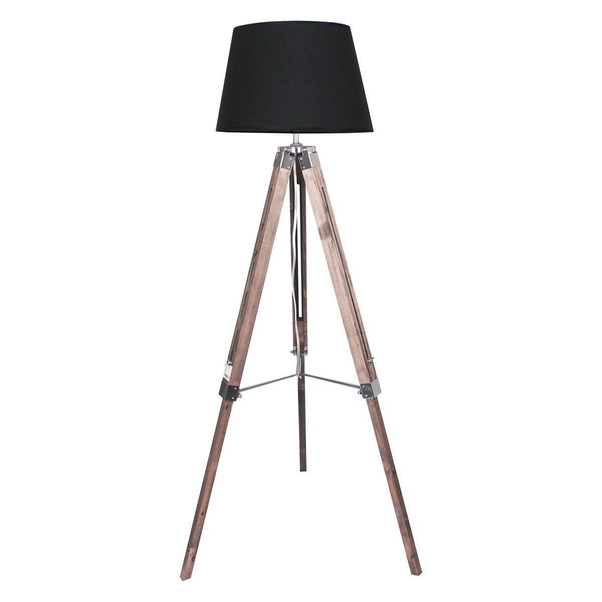 Timber Tripod Floor Lamp Adjustable Height - Taper Fabric Shade-Home & Garden > Lighting > Floor Lamps-Nomica Living