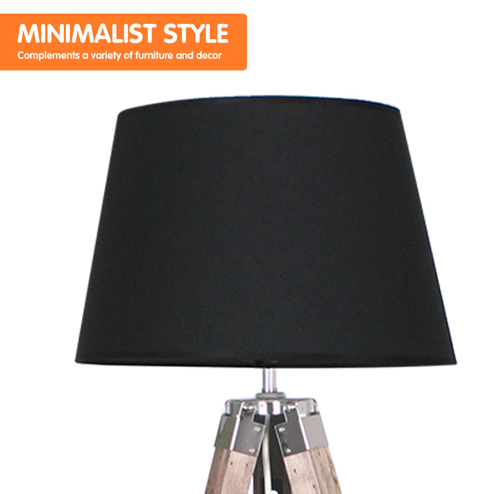 Timber Tripod Floor Lamp Adjustable Height - Taper Fabric Shade-Home & Garden > Lighting > Floor Lamps-Nomica Living