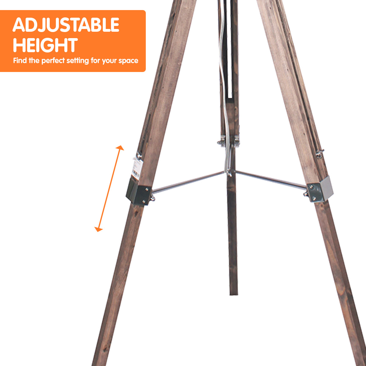 Timber Tripod Floor Lamp Adjustable Height - Taper Fabric Shade-Home & Garden > Lighting > Floor Lamps-Nomica Living