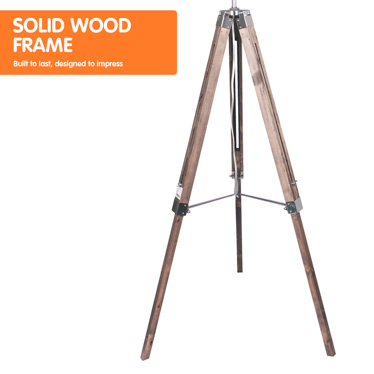 Timber Tripod Floor Lamp Adjustable Height - Taper Fabric Shade-Home & Garden > Lighting > Floor Lamps-Nomica Living