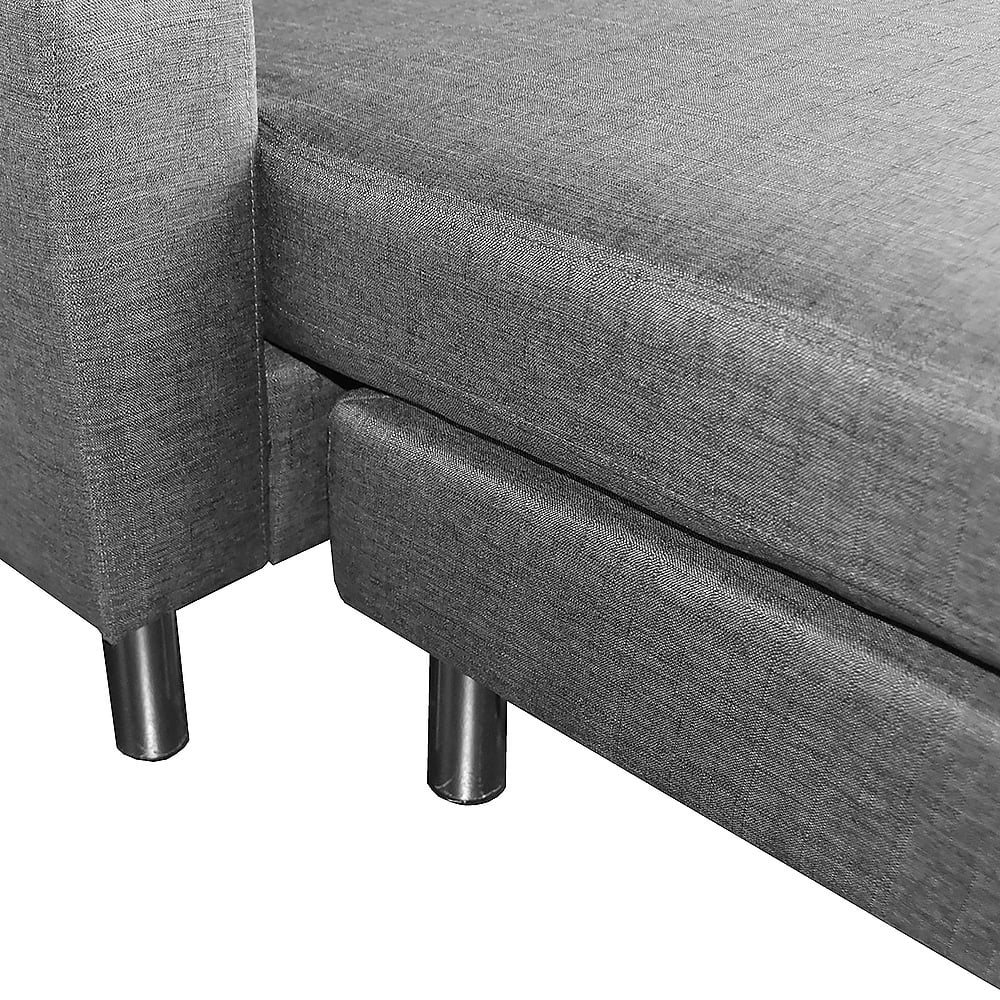 Linen Corner Sofa Lounge Couch Modular Furniture L-Shape with Right Chaise - Grey-Furniture > Sofas > Sofas & Sofa Beds-Nomica Living