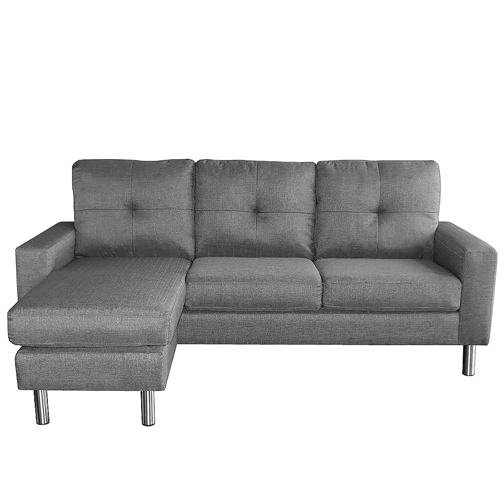 Linen Corner Sofa Lounge Couch Modular Furniture L-Shape with Right Chaise - Grey-Furniture > Sofas > Sofas & Sofa Beds-Nomica Living