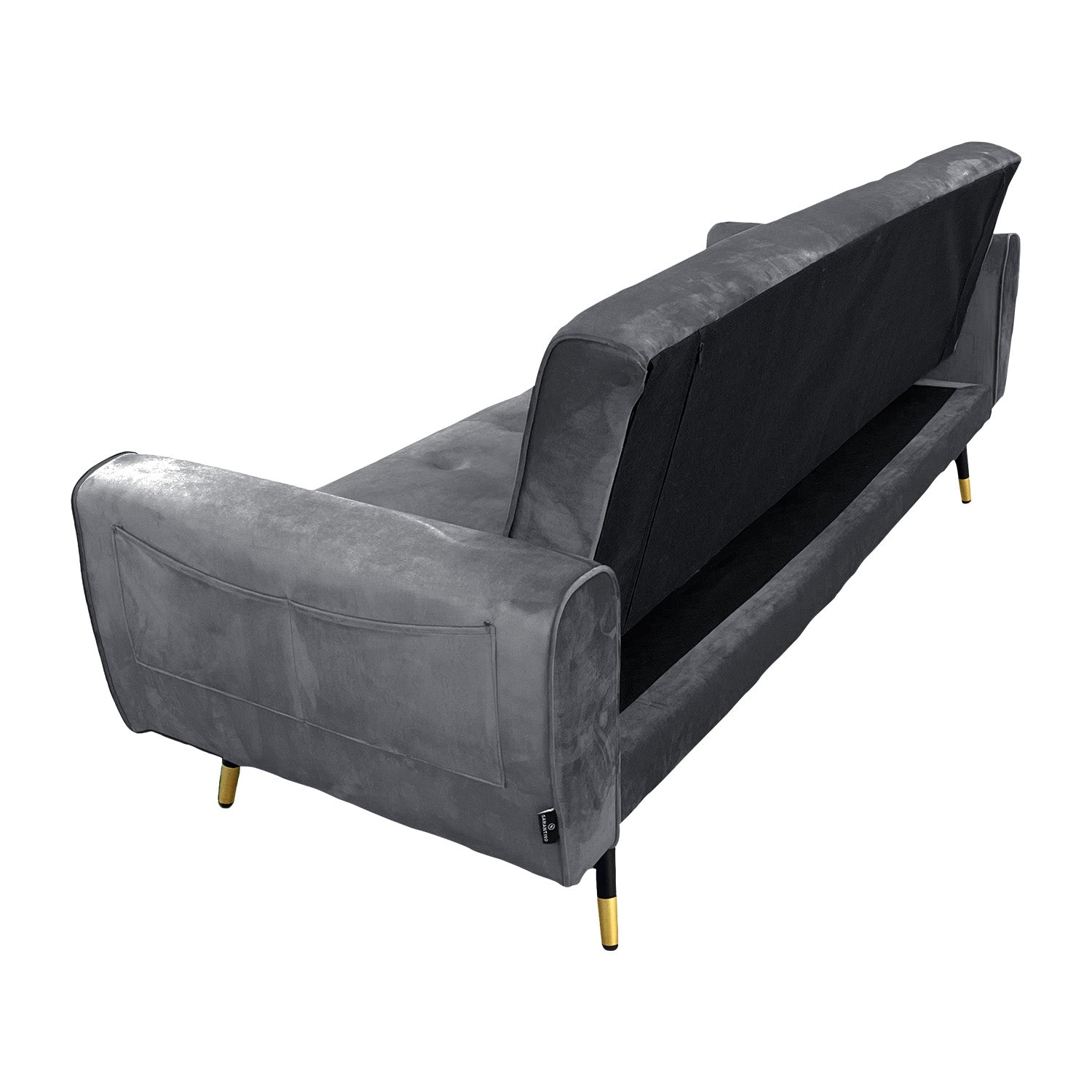 Ava 3-Seater Tufted Velvet Sofa Bed - Dark Grey-Furniture > Sofas > Sofas & Sofa Beds-Nomica Living