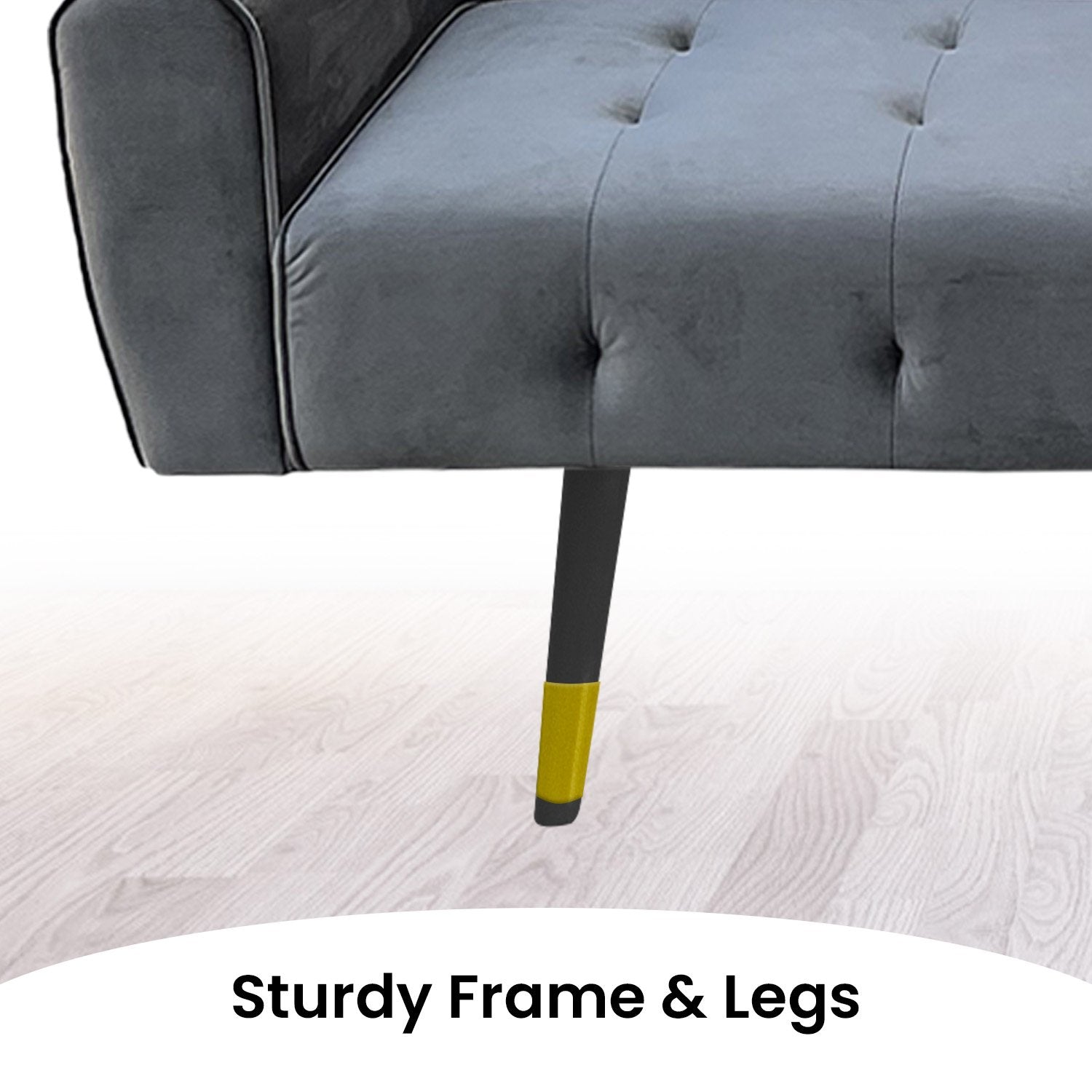 Ava 3-Seater Tufted Velvet Sofa Bed - Dark Grey-Furniture > Sofas > Sofas & Sofa Beds-Nomica Living