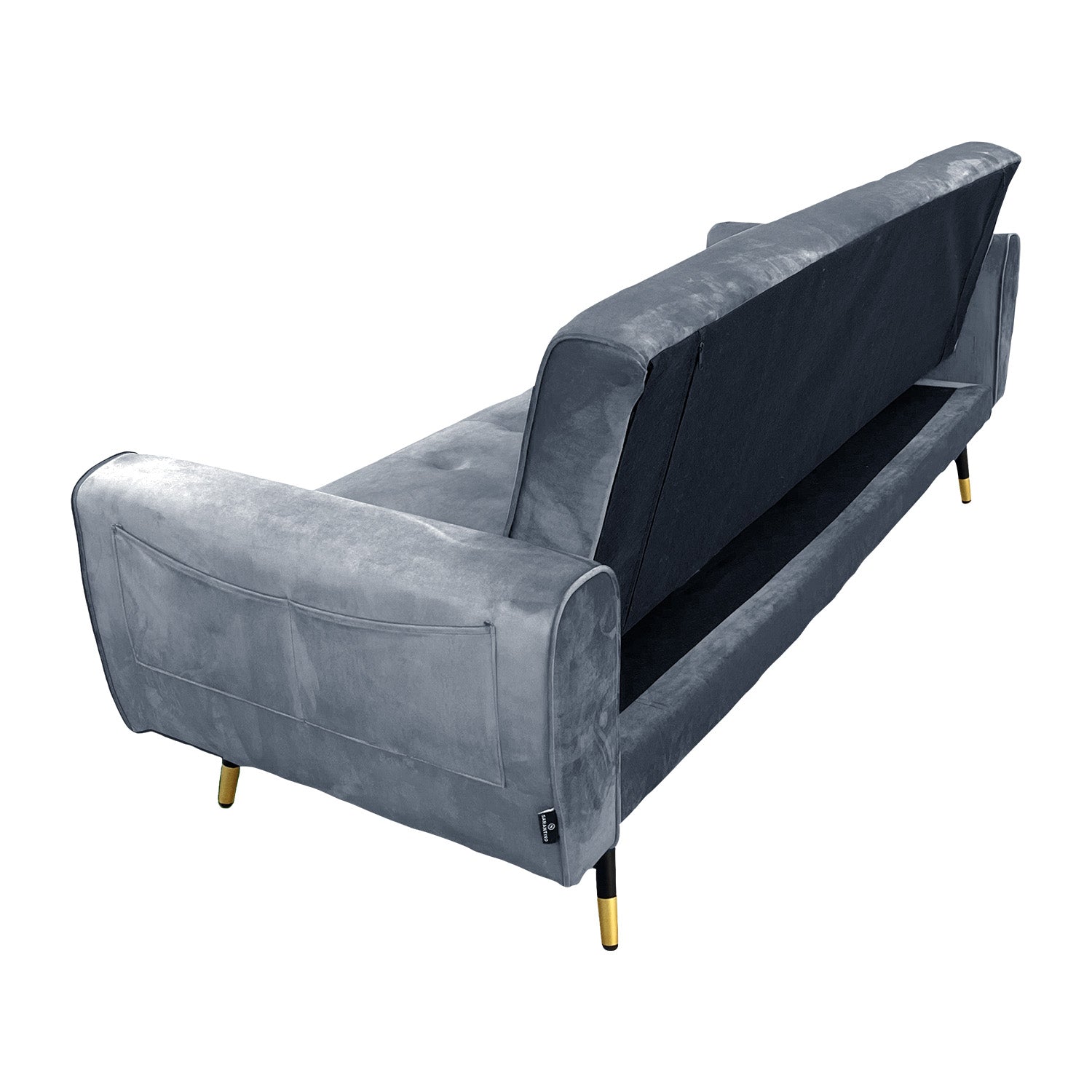 Ava 3-Seater Tufted Velvet Sofa Bed - Light Grey-Furniture > Sofas > Sofas & Sofa Beds-Nomica Living