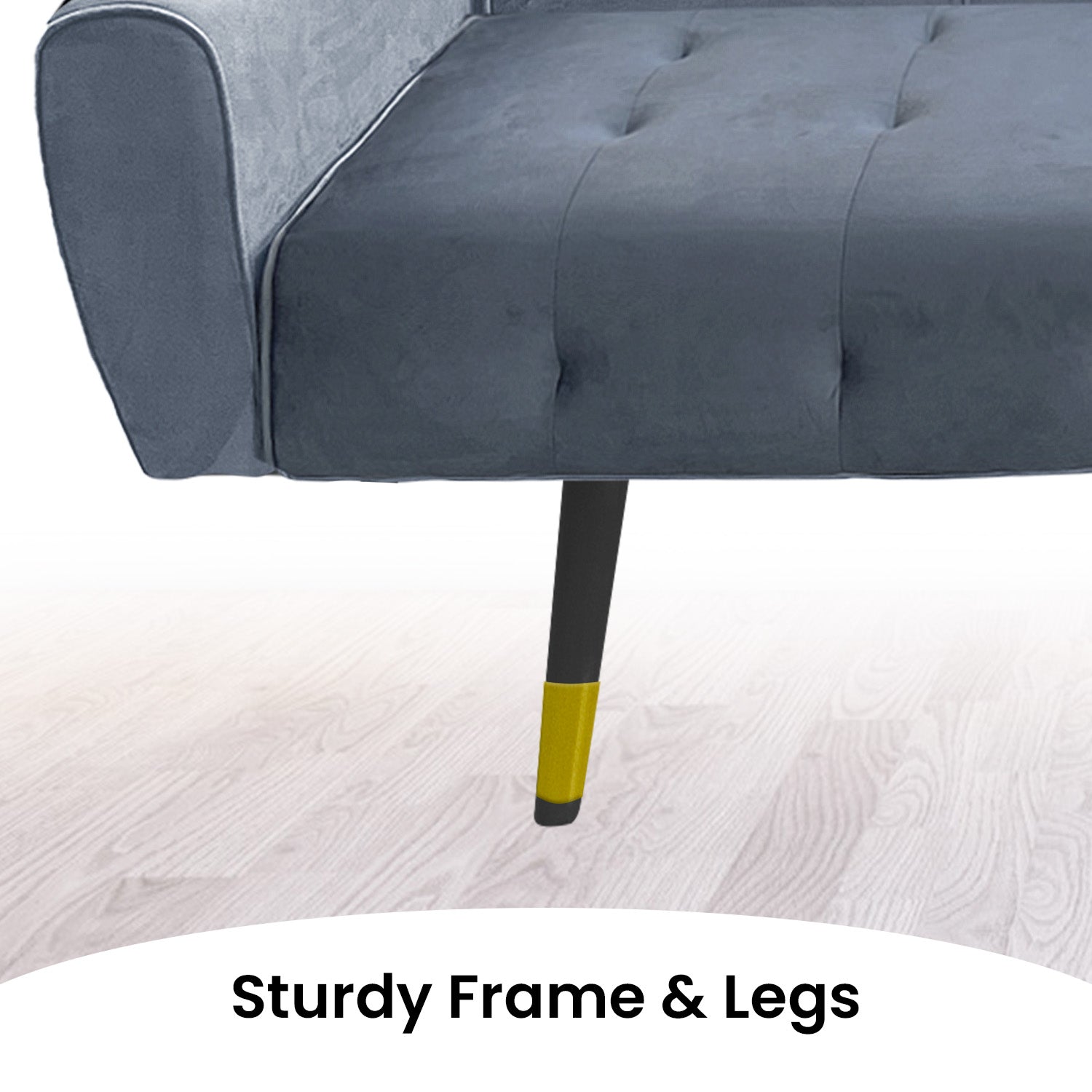 Ava 3-Seater Tufted Velvet Sofa Bed - Light Grey-Furniture > Sofas > Sofas & Sofa Beds-Nomica Living