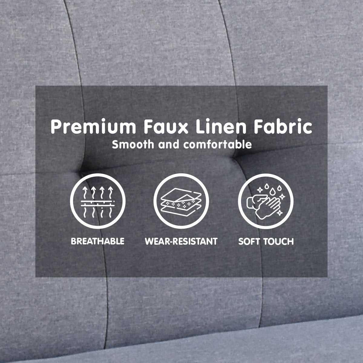 Madison 3-Seater Sofa Bed Lounge Couch Futon Linen Suite - Dark Grey-Furniture > Sofas > Sofas & Sofa Beds-Nomica Living