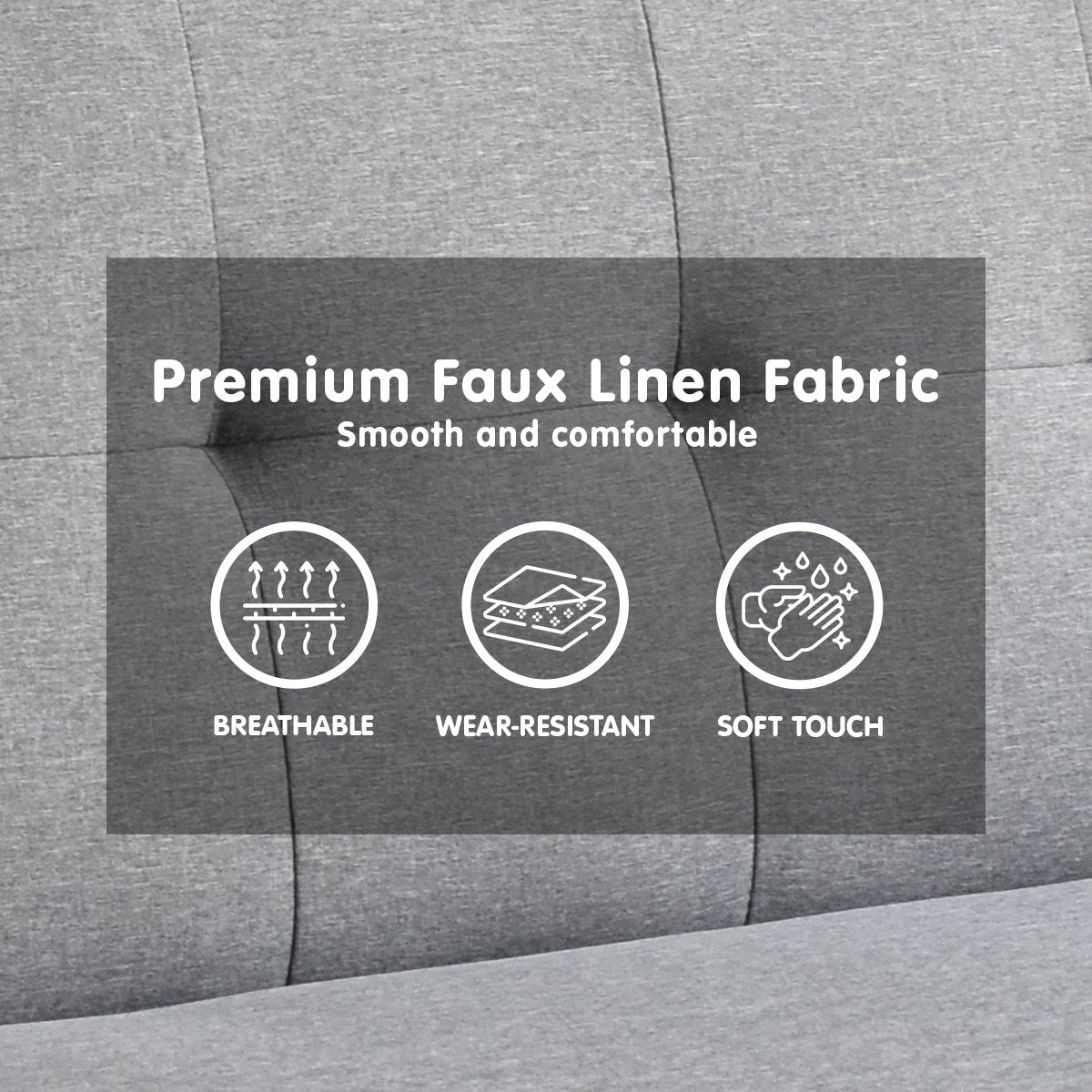 Madison 3-Seater Linen Suite Sofa Bed - Light Grey-Furniture > Sofas > Sofas & Sofa Beds-Nomica Living