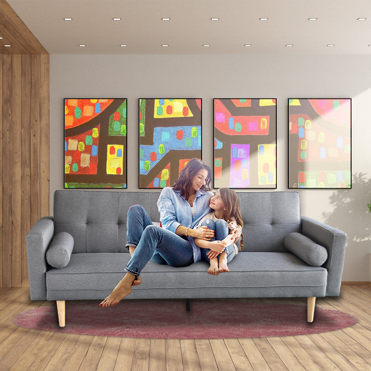 Madison 3-Seater Linen Suite Sofa Bed - Light Grey-Furniture > Sofas > Sofas & Sofa Beds-Nomica Living