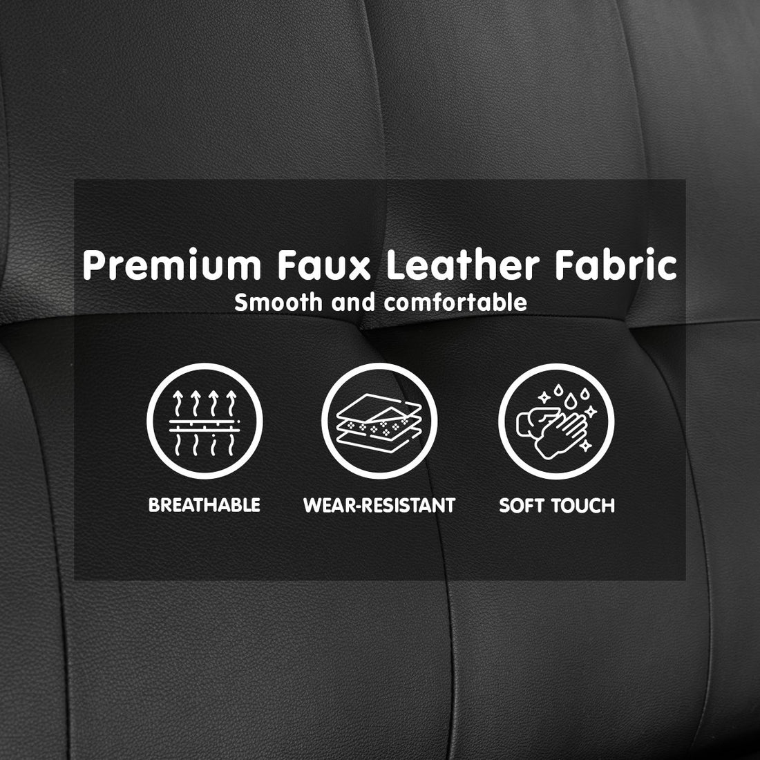 Madison 3-Seater Faux Leather Sofa Bed Lounge Couch - Black-Furniture > Sofas > Sofas & Sofa Beds-Nomica Living