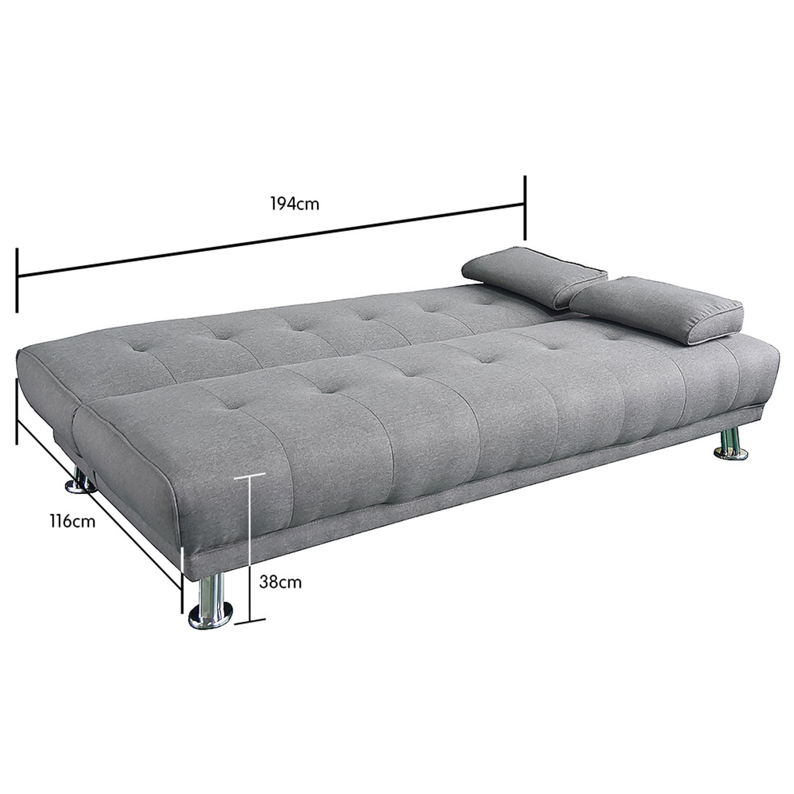 Manhattan 3-Seater Sofa Bed Lounge Couch Futon Linen Suite - Light Grey-Furniture > Sofas > Sofas & Sofa Beds-Nomica Living