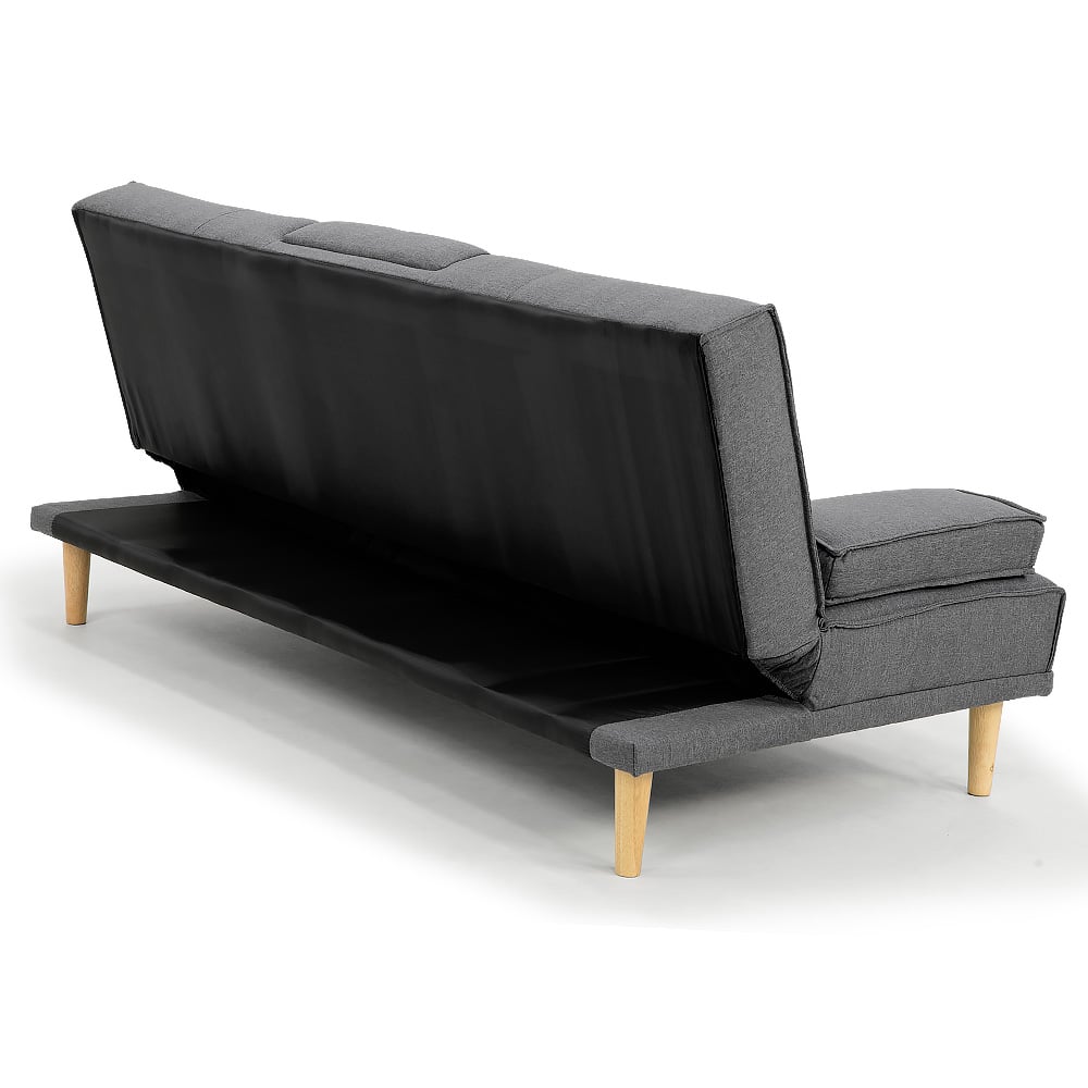 Rochester 3-Seater Linen Fabric Sofa Bed Lounge Couch Futon Furniture Suite - Dark Grey-Furniture > Sofas > Sofas & Sofa Beds-Nomica Living