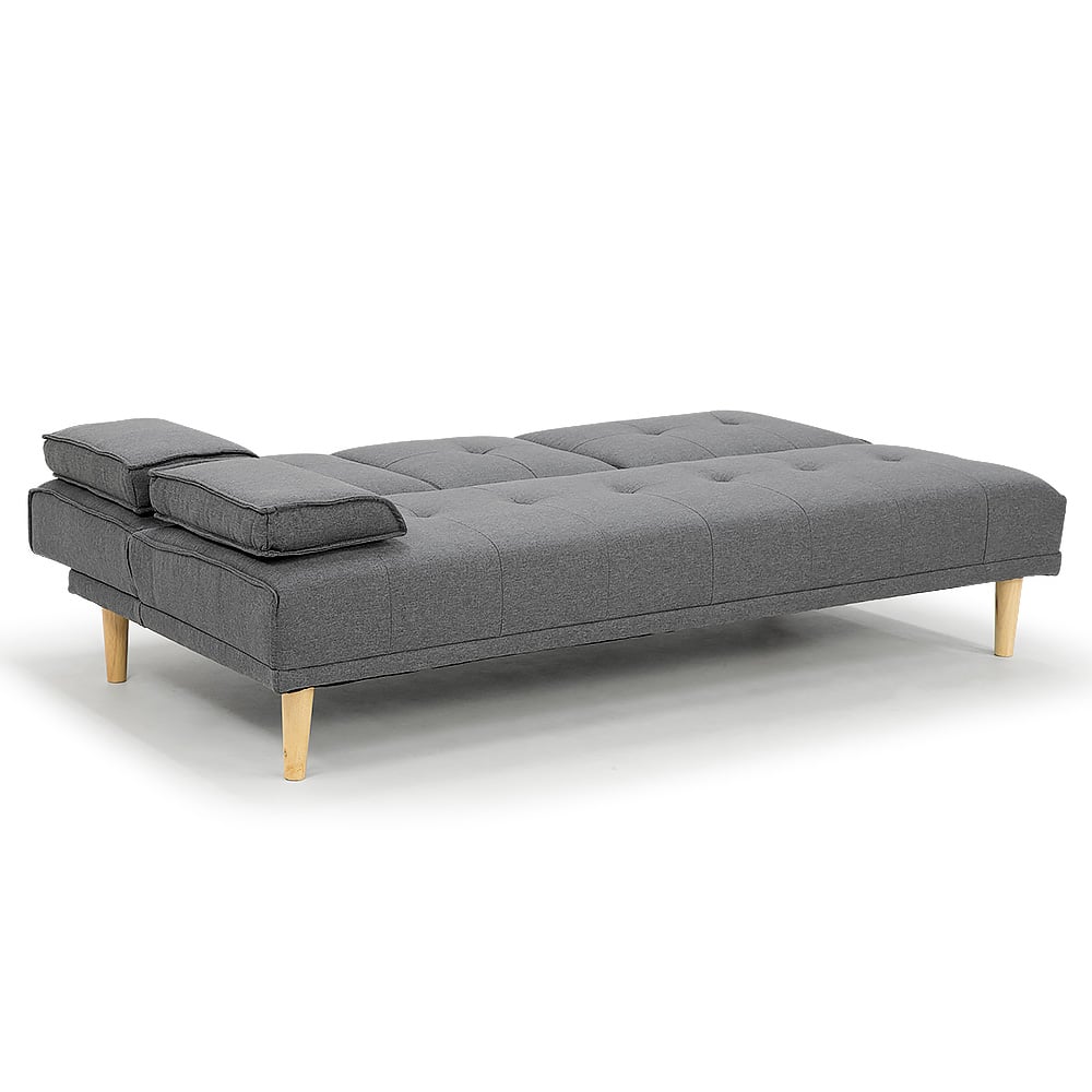 Rochester 3-Seater Linen Fabric Sofa Bed Lounge Couch Futon Furniture Suite - Dark Grey-Furniture > Sofas > Sofas & Sofa Beds-Nomica Living