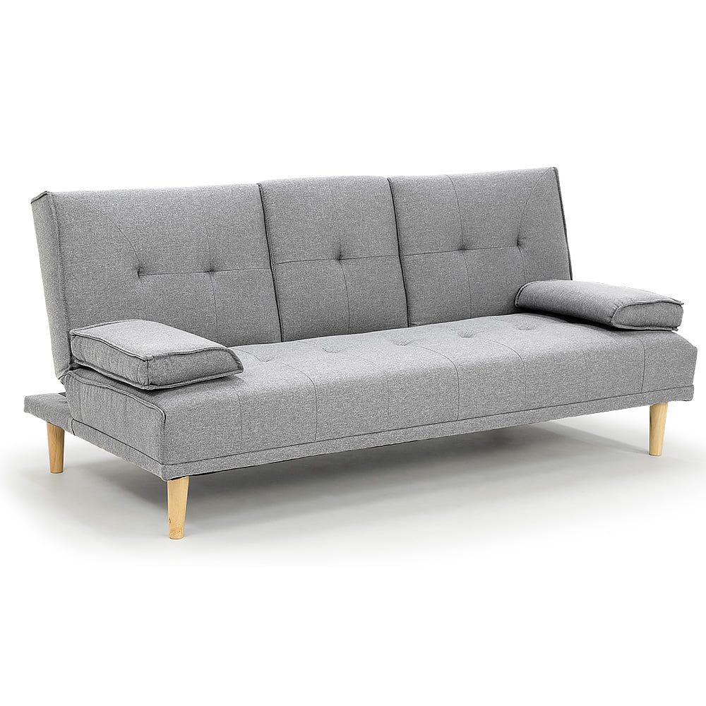 Rochester 3-Seater Linen Fabric Sofa Bed Lounge Couch Futon - Light Grey-Furniture > Sofas > Sofas & Sofa Beds-Nomica Living