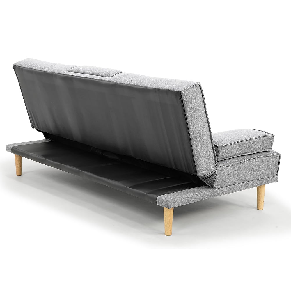 Rochester 3-Seater Linen Fabric Sofa Bed Lounge Couch Futon - Light Grey-Furniture > Sofas > Sofas & Sofa Beds-Nomica Living
