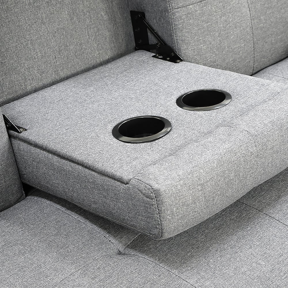 Rochester 3-Seater Linen Fabric Sofa Bed Lounge Couch Futon - Light Grey-Furniture > Sofas > Sofas & Sofa Beds-Nomica Living