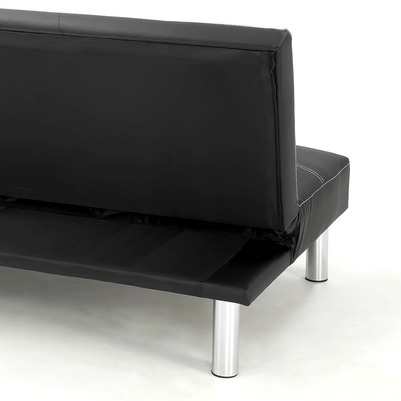 Faux 3-Seater Leather Sofa Bed Couch Futon - Black-Furniture > Sofas > Sofas & Sofa Beds-Nomica Living