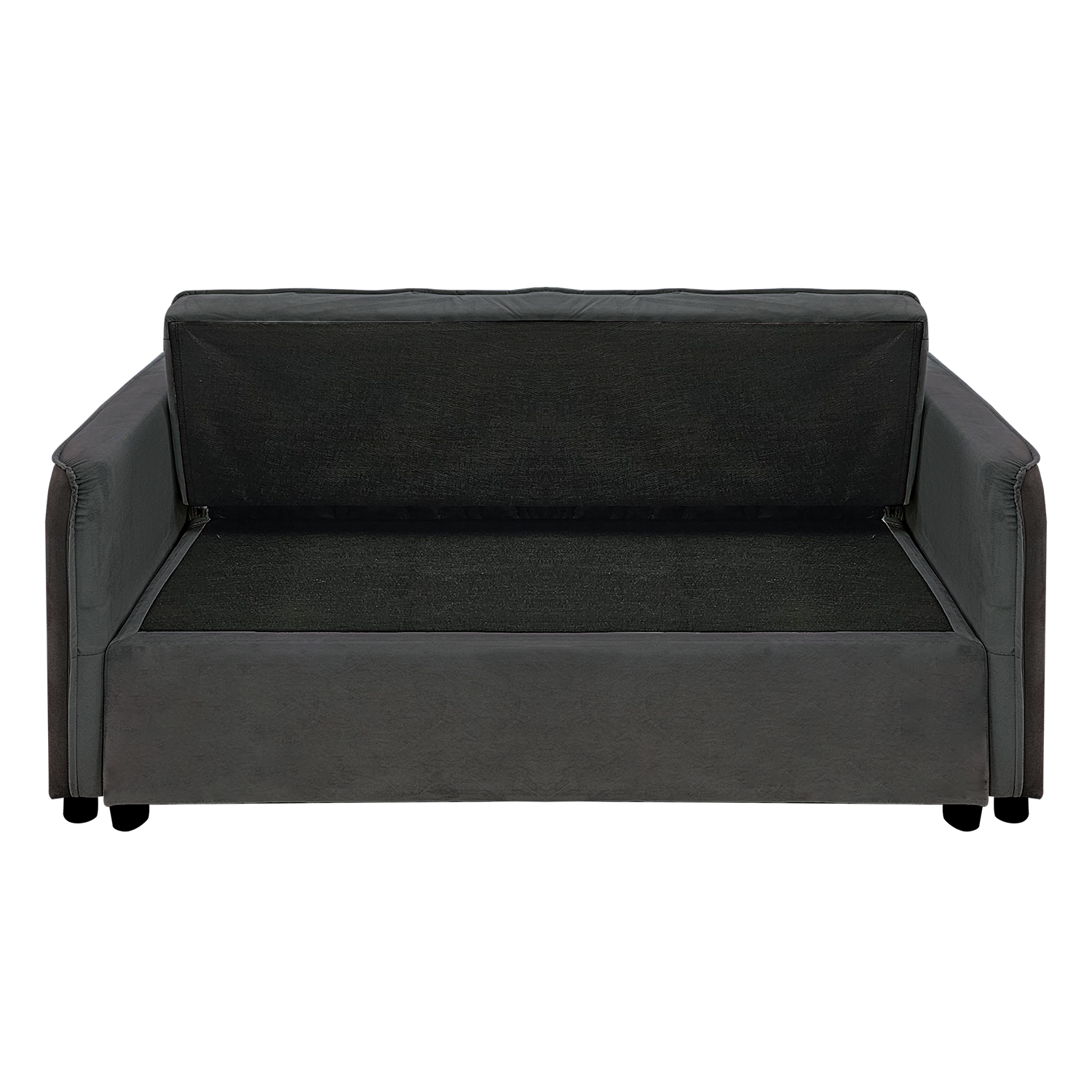 Quincy 2-Seater Velvet Sofa Bed with Wooden Frame and Tufted Design - Dark Grey-Furniture > Sofas > Sofas & Sofa Beds-Nomica Living