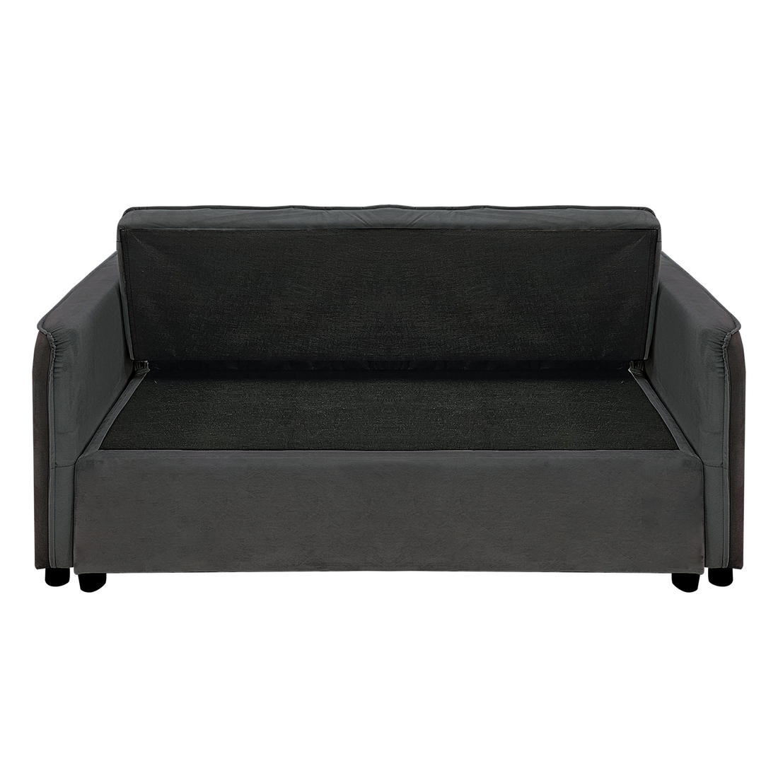 Quincy 2-Seater Velvet Sofa Bed with Wooden Frame and Tufted Design - Dark Grey-Furniture > Sofas > Sofas & Sofa Beds-Nomica Living