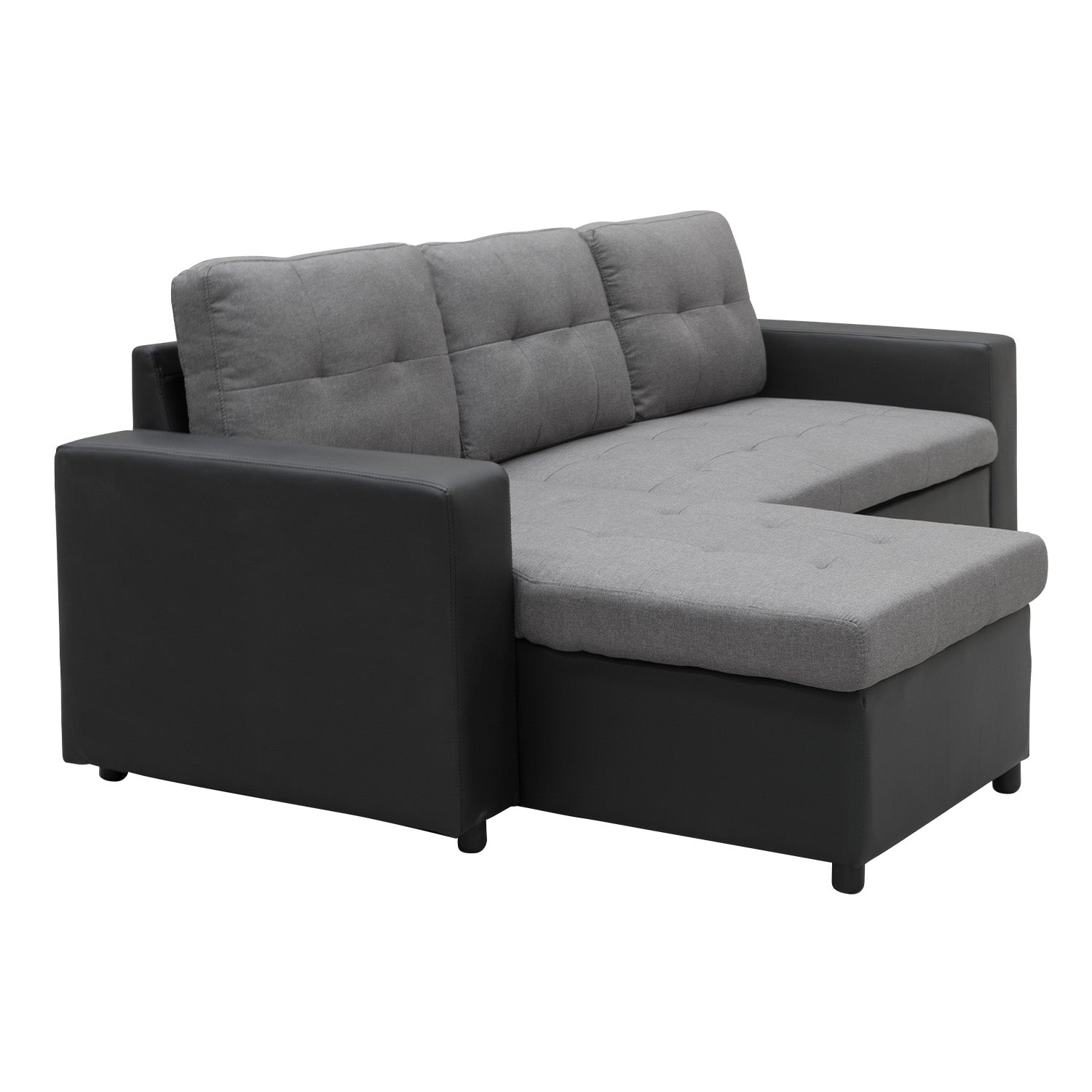 L-Shaped Corner Linen Sofa Lounge Couch – Grey-Furniture > Sofas > Sofas & Sofa Beds-Nomica Living