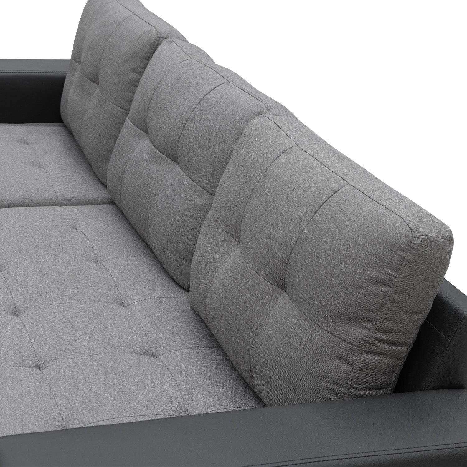 L-Shaped Corner Linen Sofa Lounge Couch – Grey-Furniture > Sofas > Sofas & Sofa Beds-Nomica Living